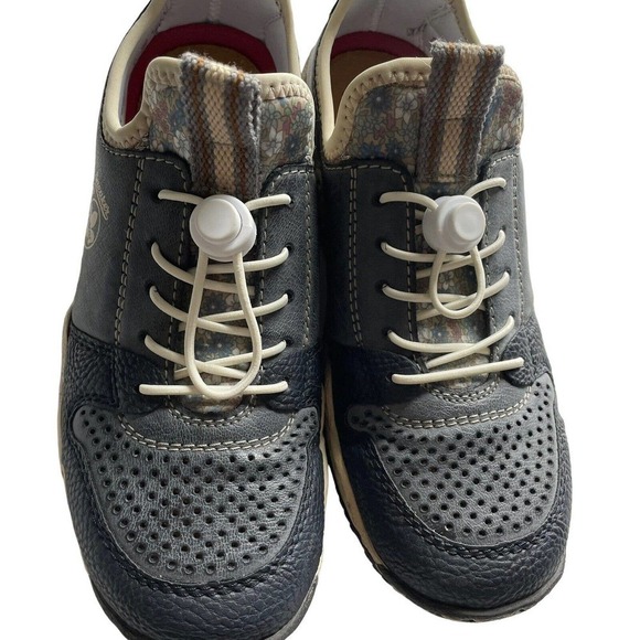 RIEKER ANTISTRESS LEATHER SNEAKERS SOFT GREY TWO TONE WOMEN SIZE 37/US SIZE 6 - Picture 1 of 16